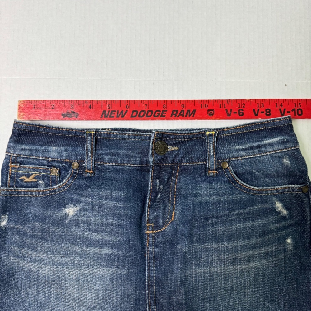 Hollister Low Rise Denim Mini Skirt Size 0 Y2K Vintage Coquette - Picture 4 of 6